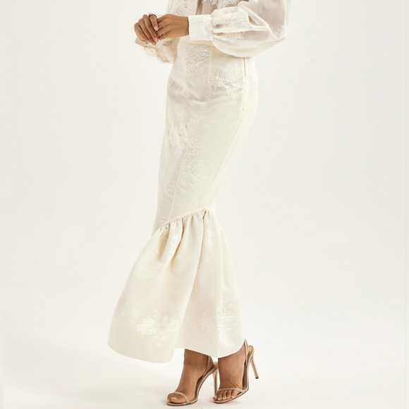 NWT Vita Grace Sophia Panelled & Peplum Pencil Skirt in French Vanilla Medium - Picture 8 of 9